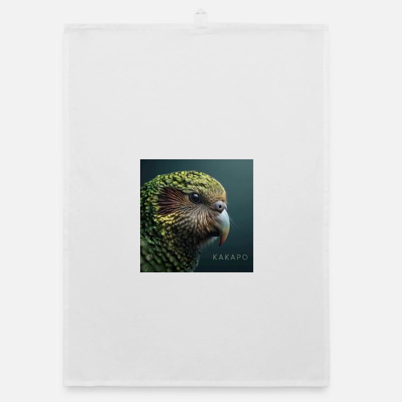 Kakapo – Perroquet vert rare - Torchon bio - blanc
