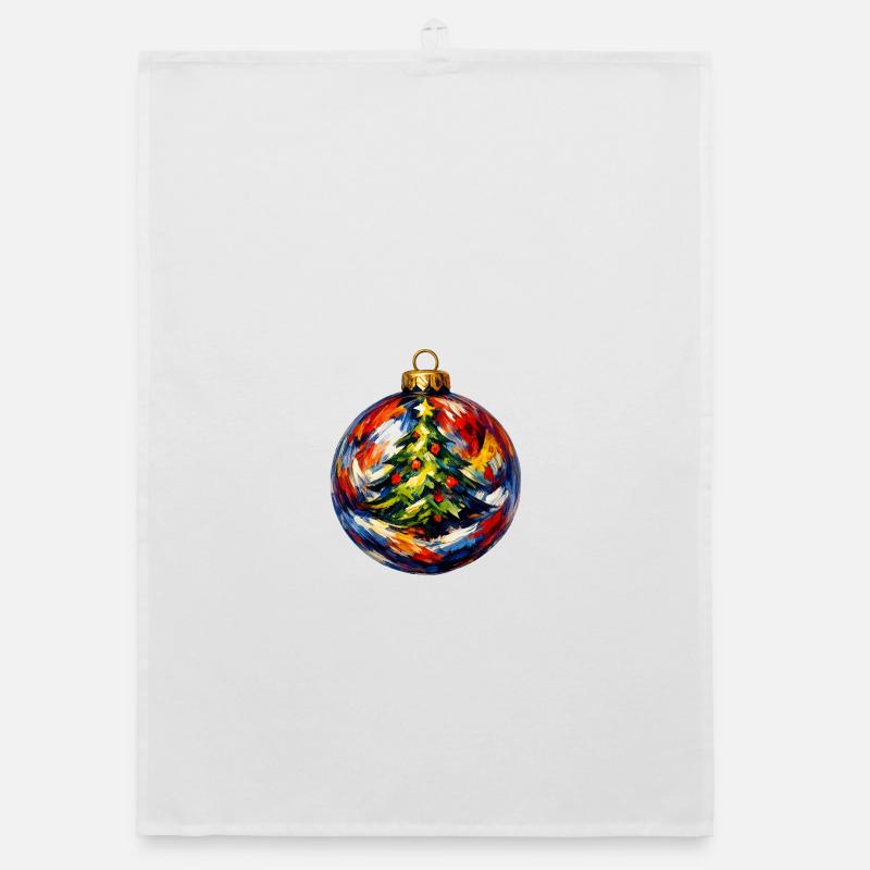 Weihnachtskugel mit Tannenbaummotiv . KI generiert Organic Geschirrtuch