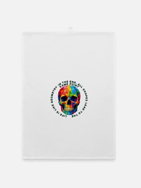 Geometrischer Regenbogen Totenkopf - Organic Geschirrtuch - Weiß