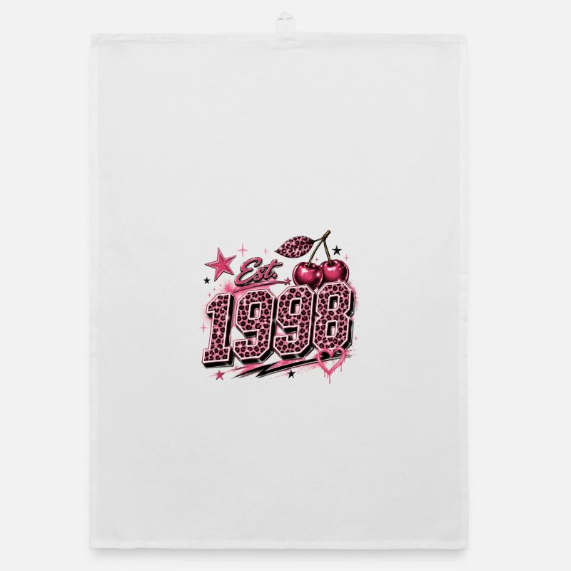 Est. 1998 Pink Leopard Birthyear Organic Geschirrtuch