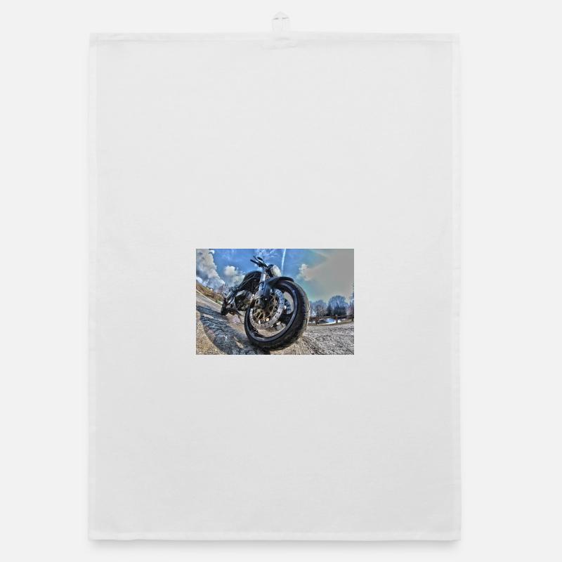Frontal motorcycle on the road Organic dish towel