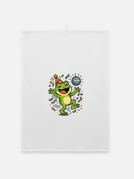 Grenouille de fête - Torchon bio - blanc - Devant