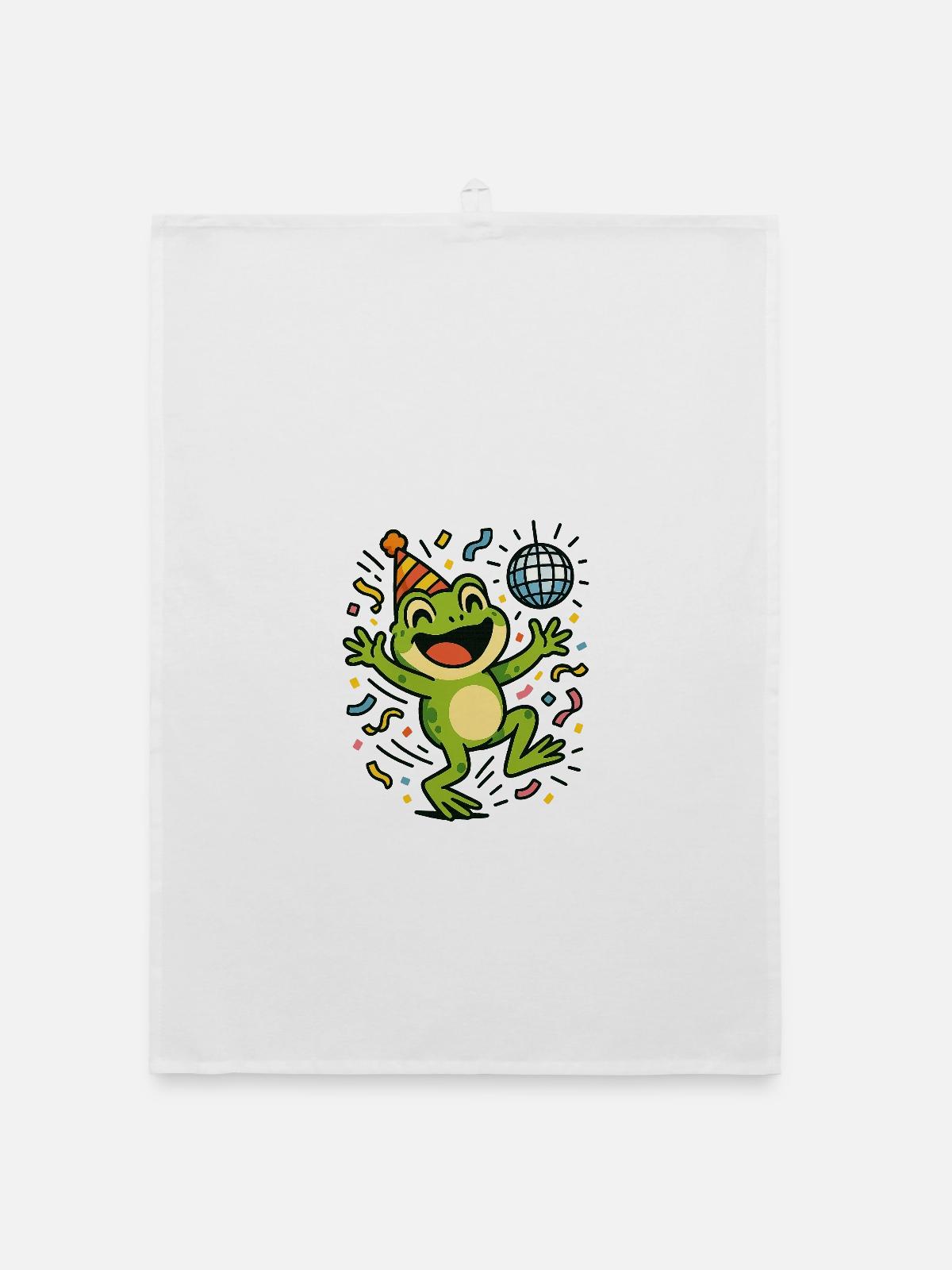 Grenouille de fête - Torchon bio - blanc - Devant