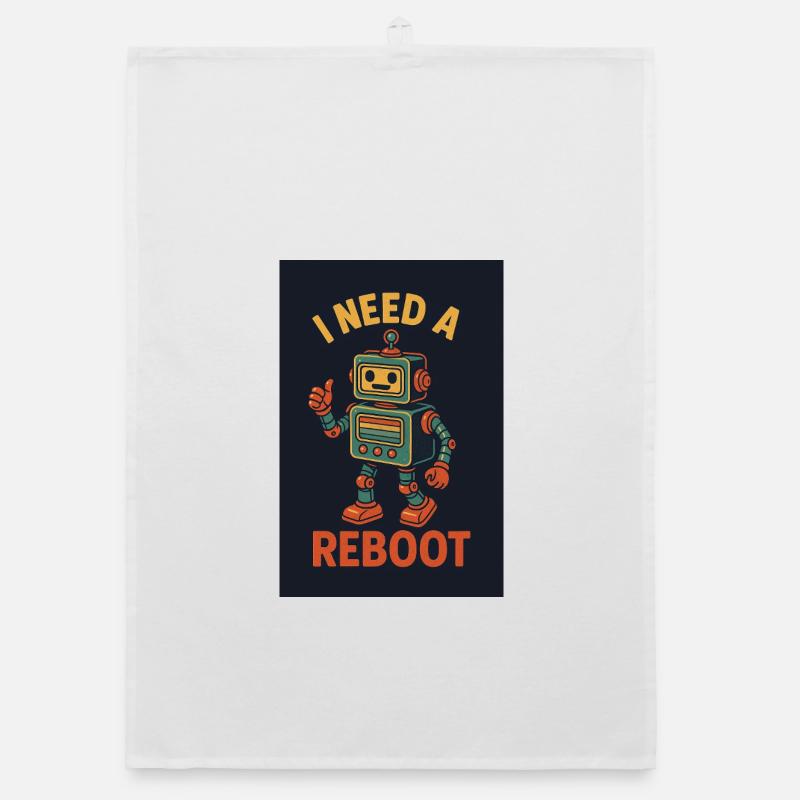 Reboot retro KI Roboter Organic Geschirrtuch
