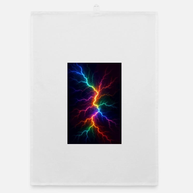Rainbow Lightning Storm Organic dish towel