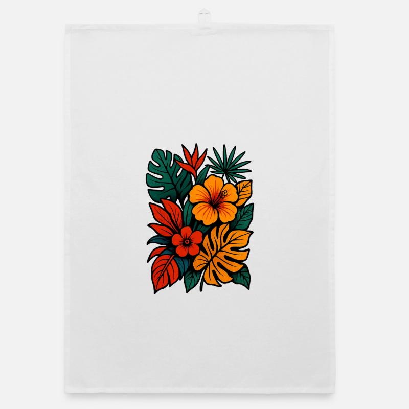Tropical Bloom Rush Organic dish towel