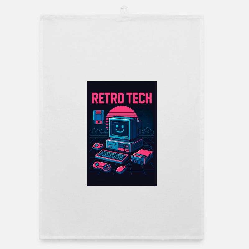 Graphiste informatique Retro Tech avec le sourire Torchon bio