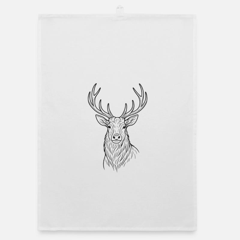 Modern deer design Organic dish towel