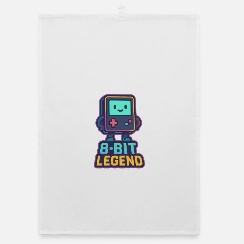 Personnage de jeu rétro Legend 8 bits - Torchon bio - blanc