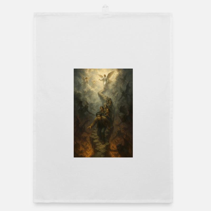 "The Path Between – Heaven, Hell and Human Fear" Organic dish towel