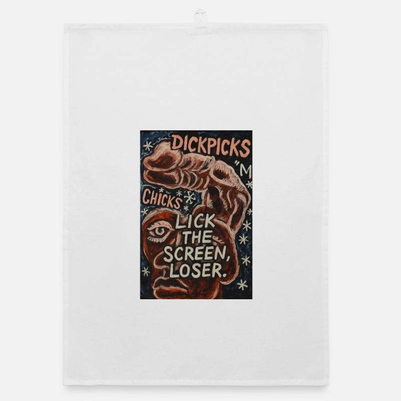 Provocative artistic graphics with witty text Organic dish towel