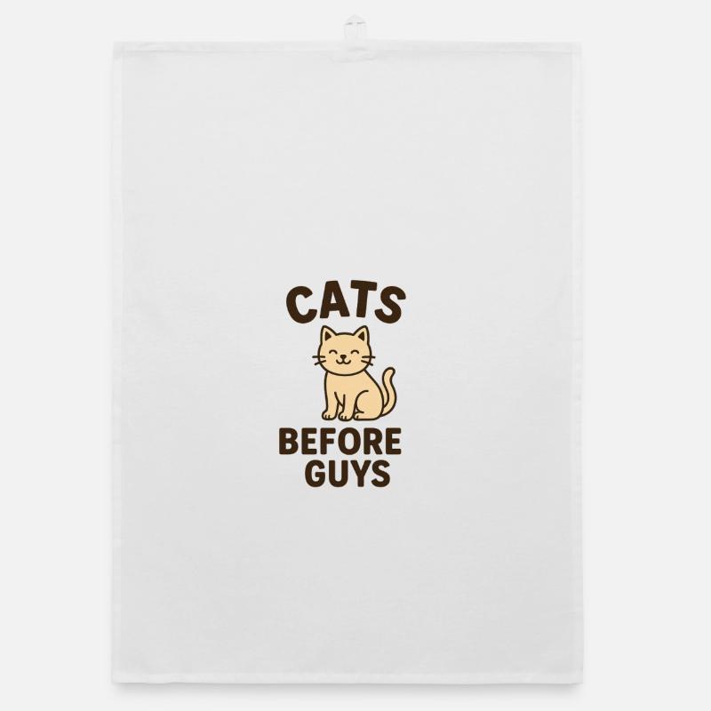 Cats Before Guys - Organic Geschirrtuch - Weiß
