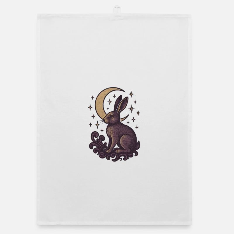 Celestial Hare Mystical Illustration Organic dish towel