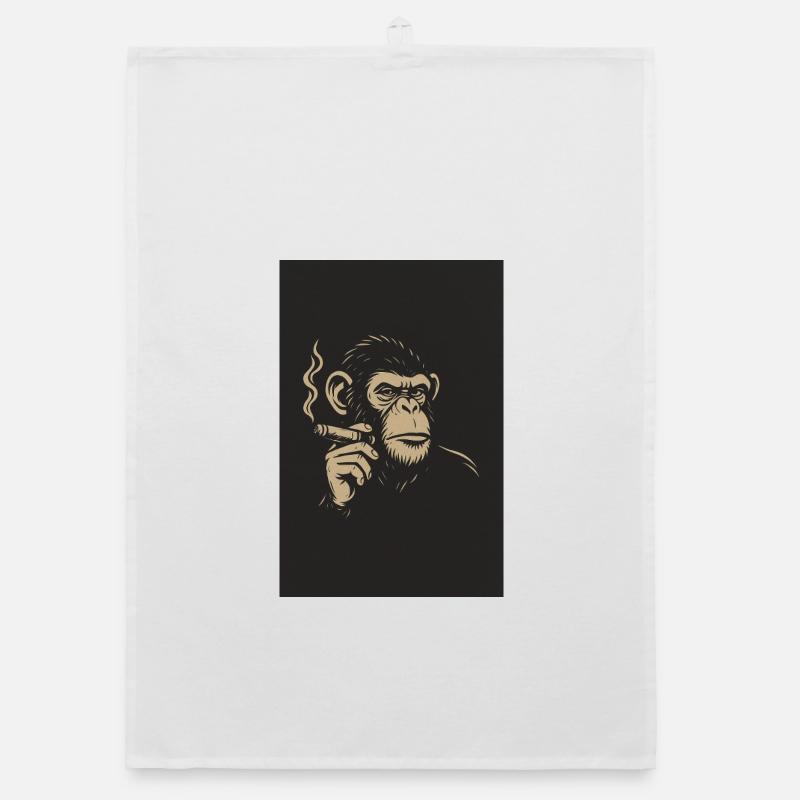 Monkey with Cigars Art Print Organic dish towel