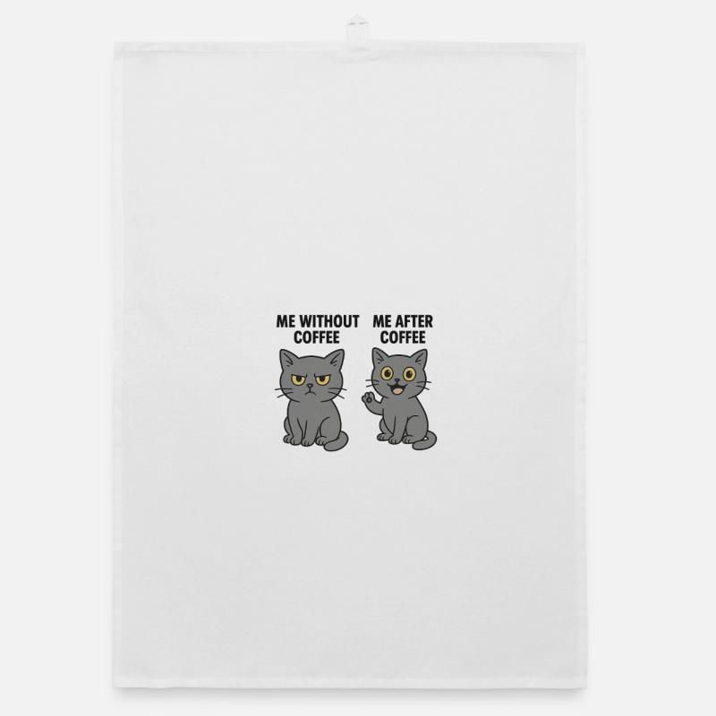 Cat memes: Grumpy without coffee Organic dish towel