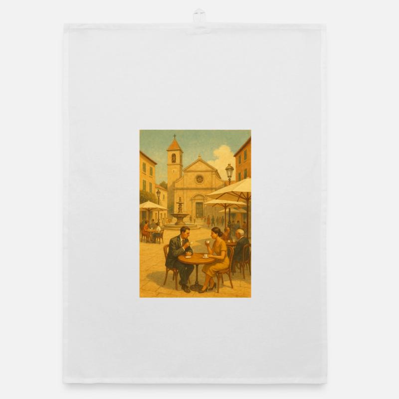 Coffee magic in squares Organic dish towel