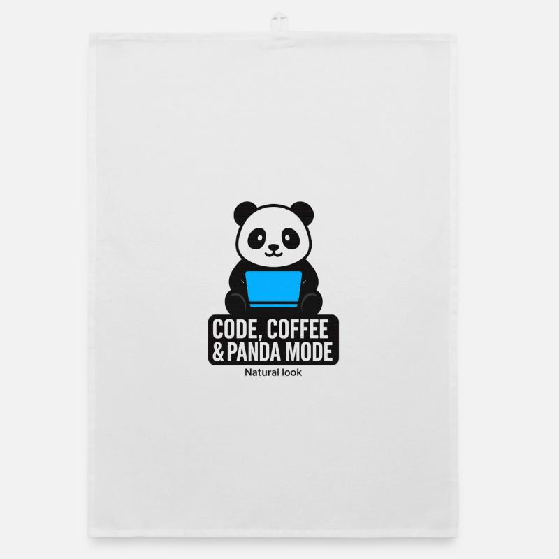 Code, café et style panda Torchon bio