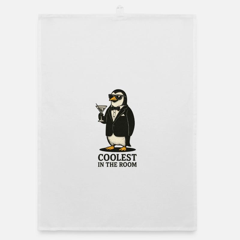 Pingouin élégant avec des lunettes de soleil - Torchon bio - blanc