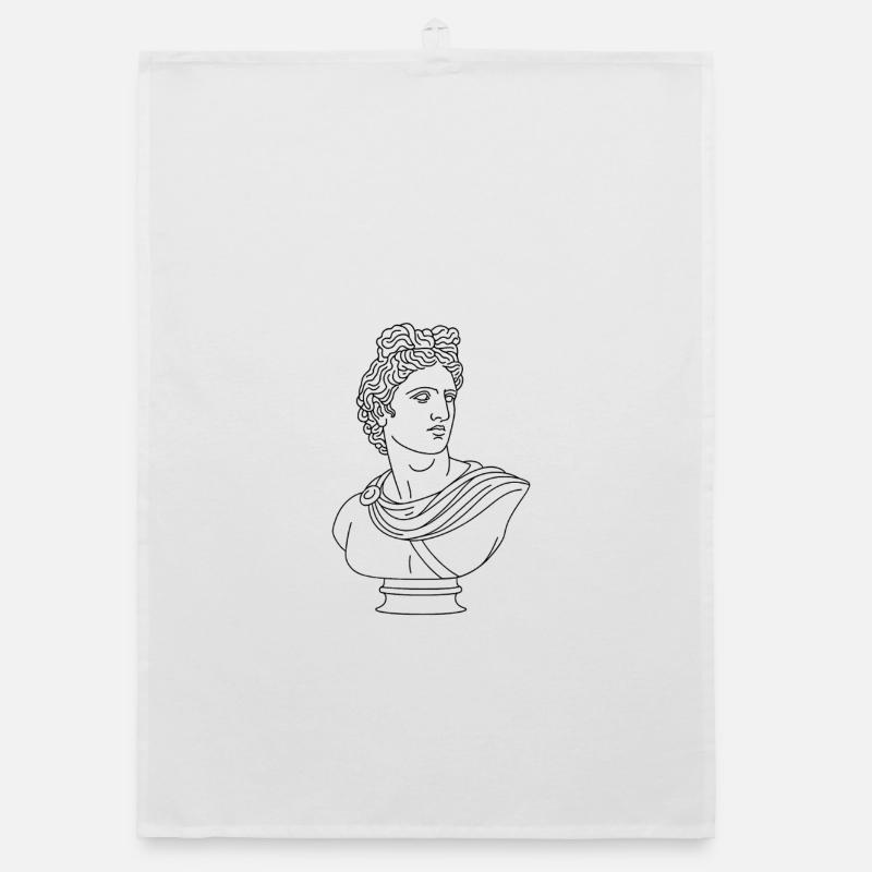 Buste d’Apollon stylisé | Illustration minimaliste - Torchon bio - blanc