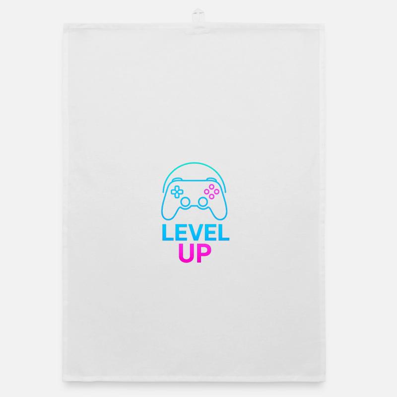 Level Up Neon Controller Graphics Organic dish towel