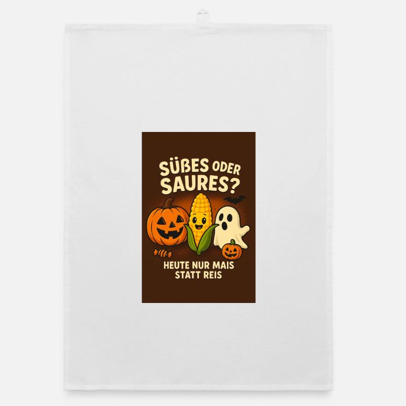 Süßes oder Saures Halloween Spaß - Organic Geschirrtuch - Weiß
