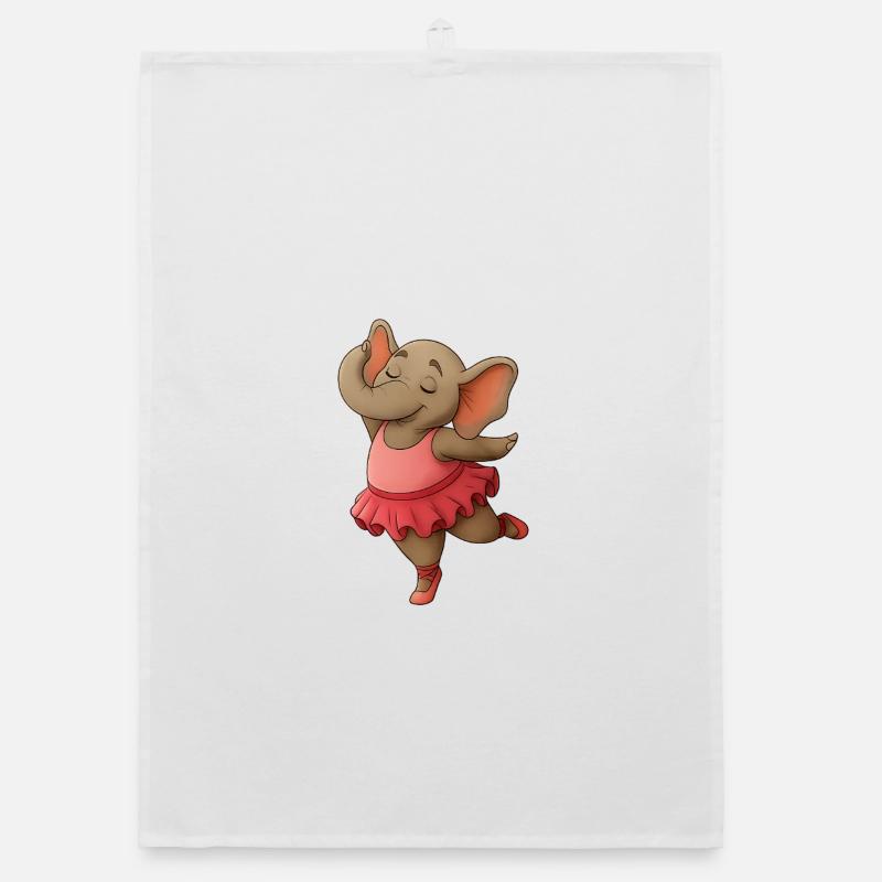 Dancing elephant in tutu Organic dish towel