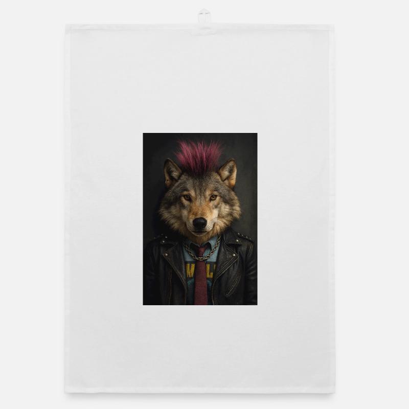 Blouson en cuir Wolf’s Punk Mohawk - Torchon bio - blanc