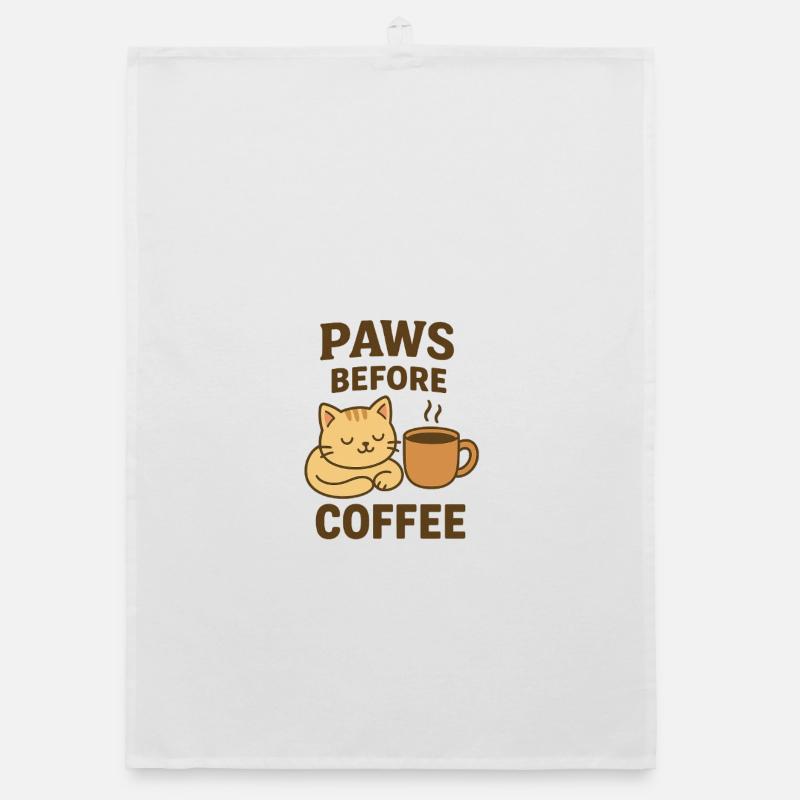 paws before coffee Organic dish towel