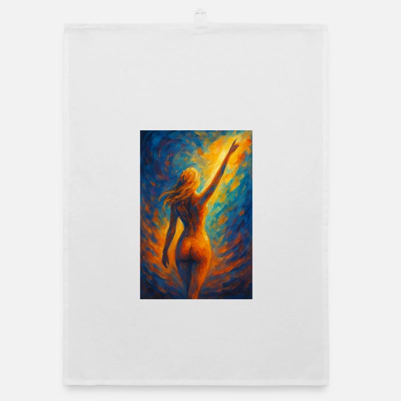 Silhouette in firelight Organic dish towel