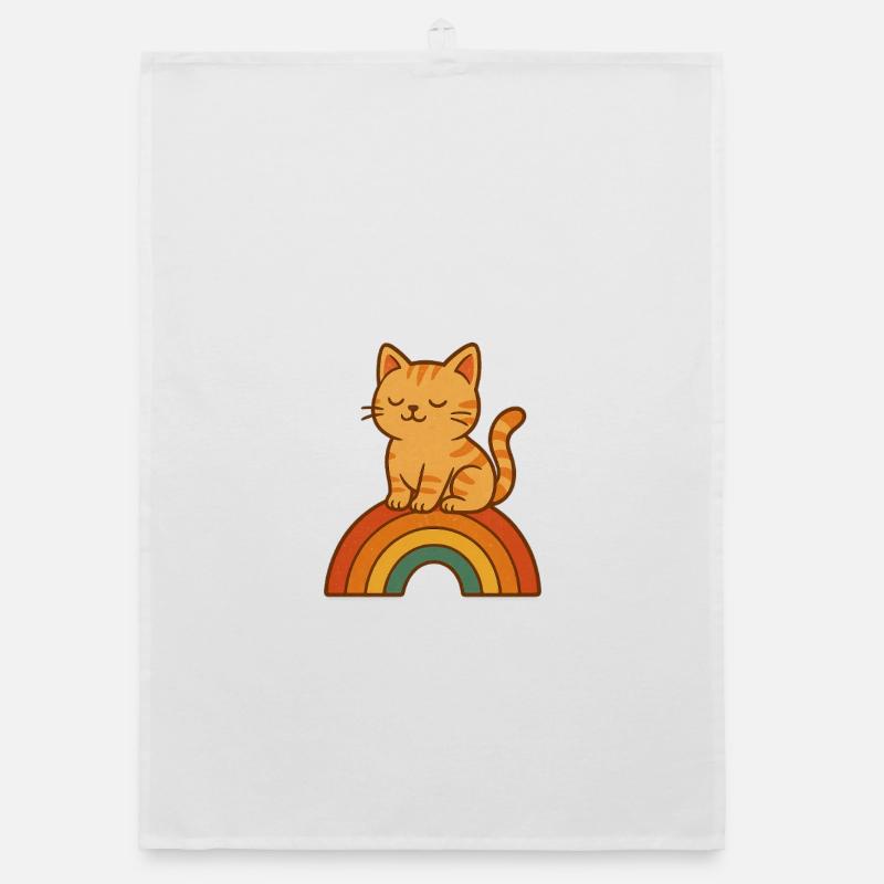 Cat Rainbow Tranquility Organic dish towel
