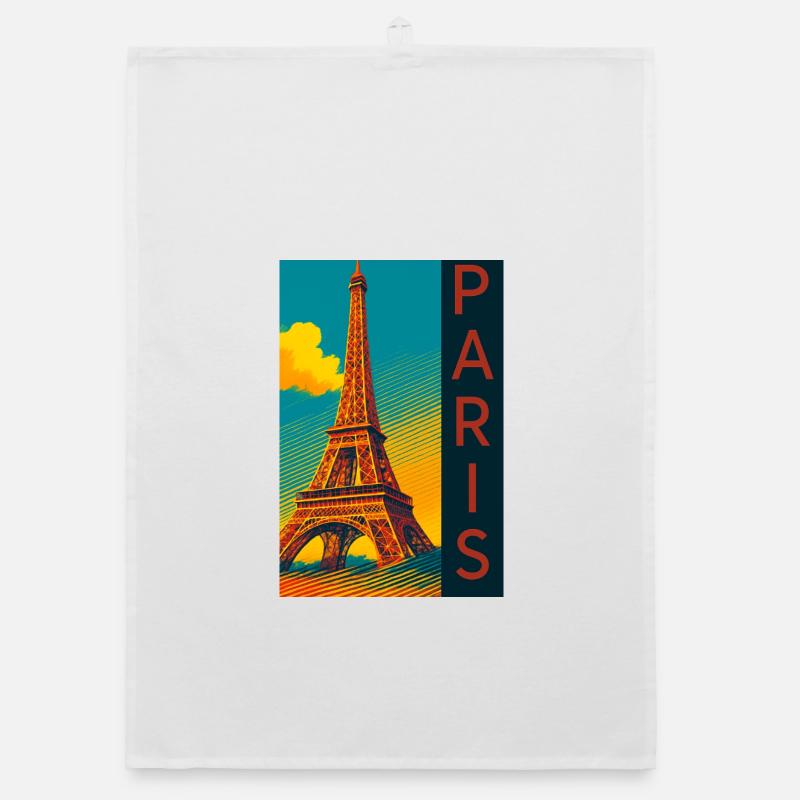 Paris PopArt Skyline Eiffelturm - Organic Geschirrtuch - Weiß