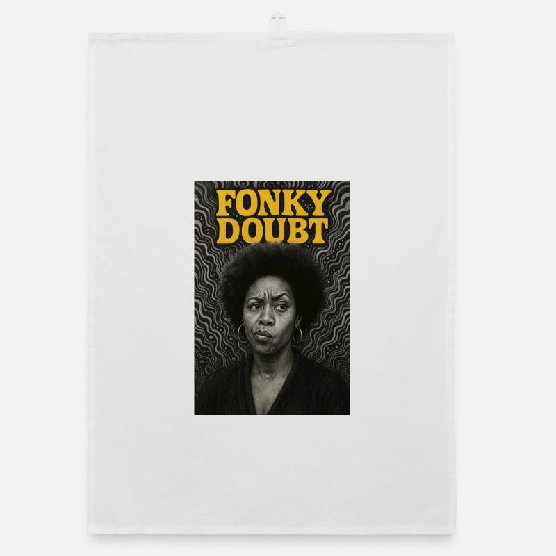 Portrait Afro Funky Doubt Organic dish towel