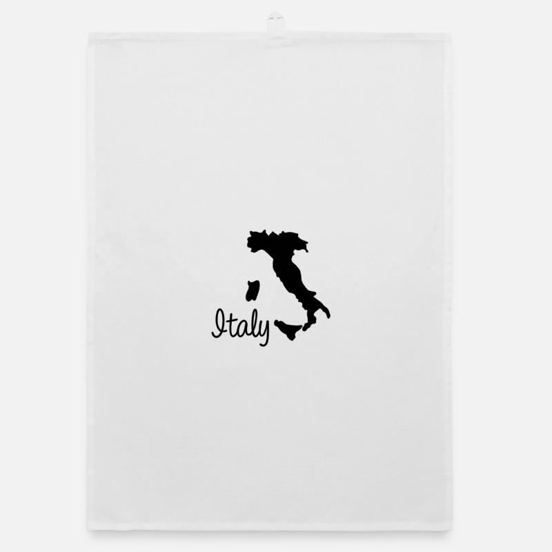 Typographie de la silhouette de l’Italie - Torchon bio - blanc