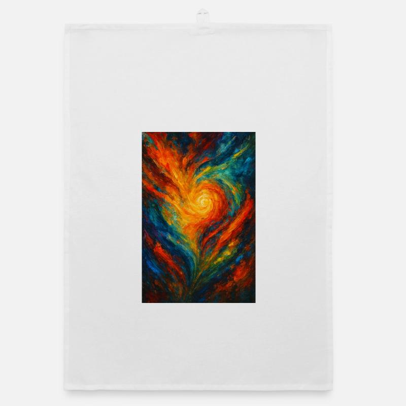 Chromatic Vortex Abstract Fire Organic dish towel