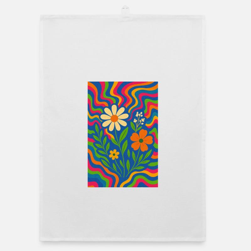 Fleurs PsyColor ArcEnCiel - Torchon bio - blanc