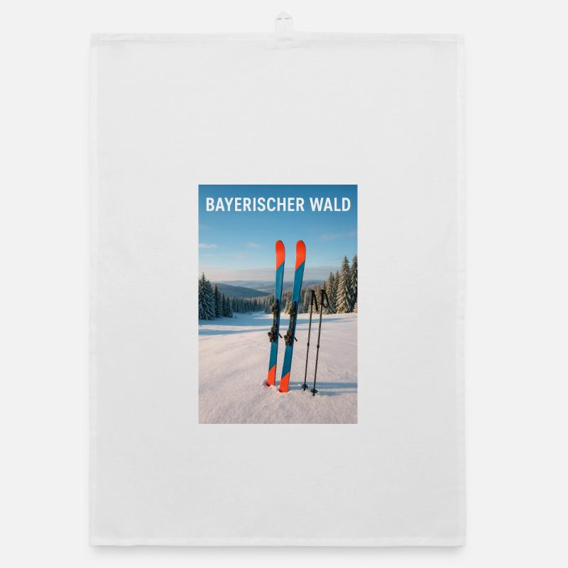 Bavarian Forest Skiing Experience Organic dish towel