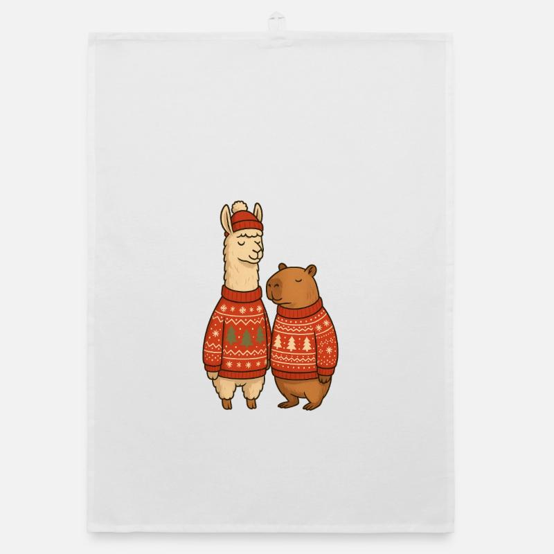 Duo de pulls de Noël Lama et Cabibara Torchon bio