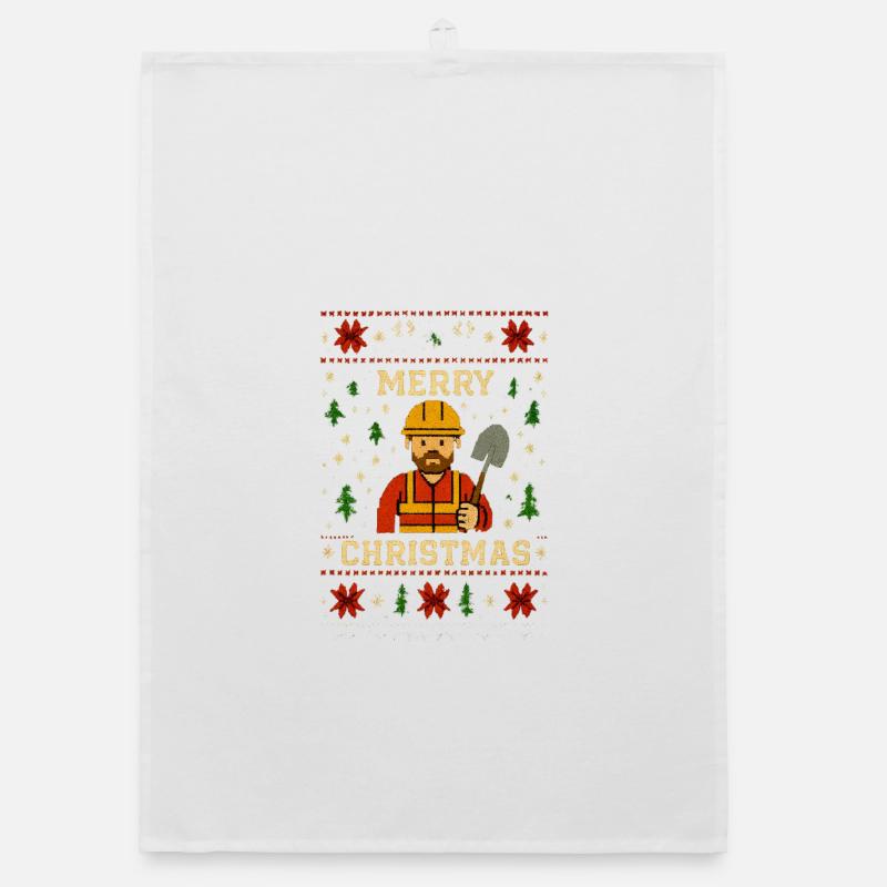 Motif de Noël ouvrier du bâtiment Torchon bio