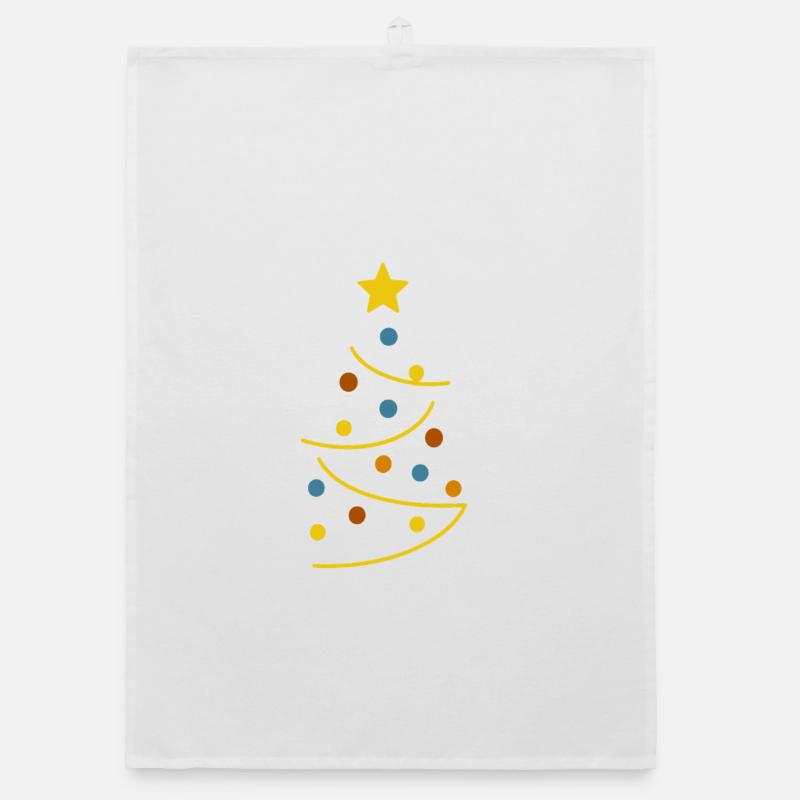 Arbre de Noël coloré et graphique - Torchon bio - blanc