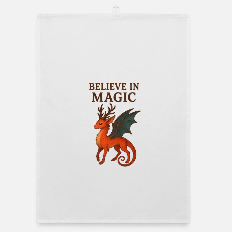 Believe in Magic Drache - Organic Geschirrtuch - Weiß