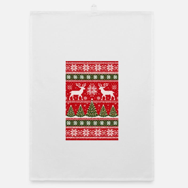 Winter Reindeer Knitting Pattern Organic dish towel