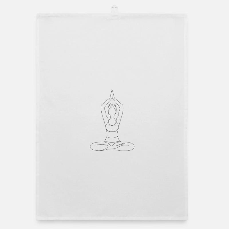 Silhouette zen de la posture de yoga - Torchon bio - blanc
