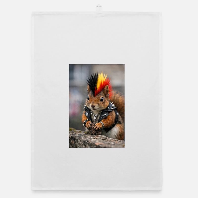 Punk Eichhörnchen mit Lederweste Organic Geschirrtuch