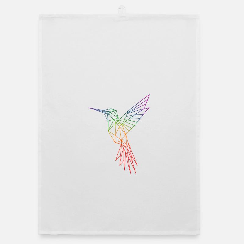 Regenbogen-Origami-Kolibri - Organic Geschirrtuch - Weiß