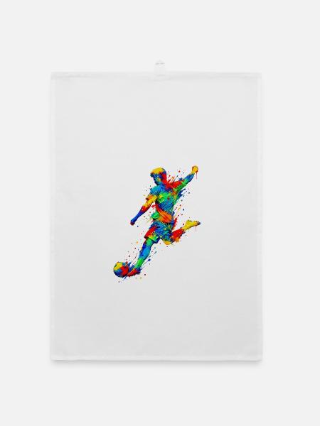 Fußballspieler im Splash-Art Fußball - Organic Geschirrtuch - Weiß - Vorne
