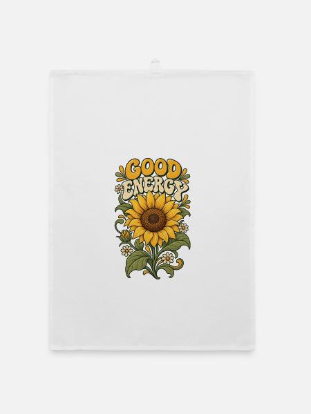 Gute Energie Sonnenblume - Organic Geschirrtuch - Weiß