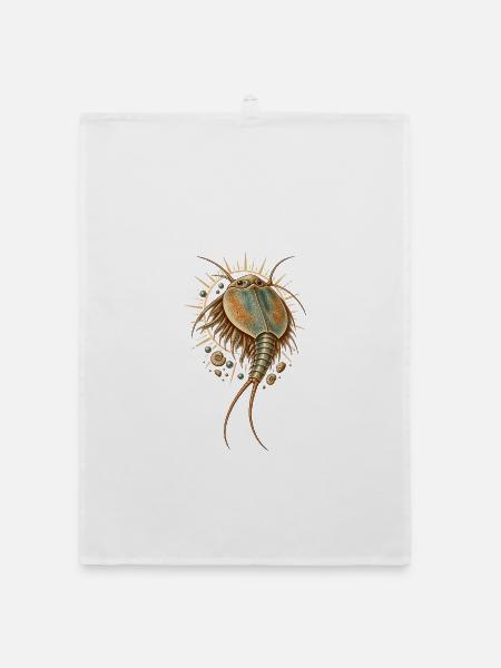 Triops Urzeitkrebs Vintage Illustration - Organic Geschirrtuch - Weiß - Vorne