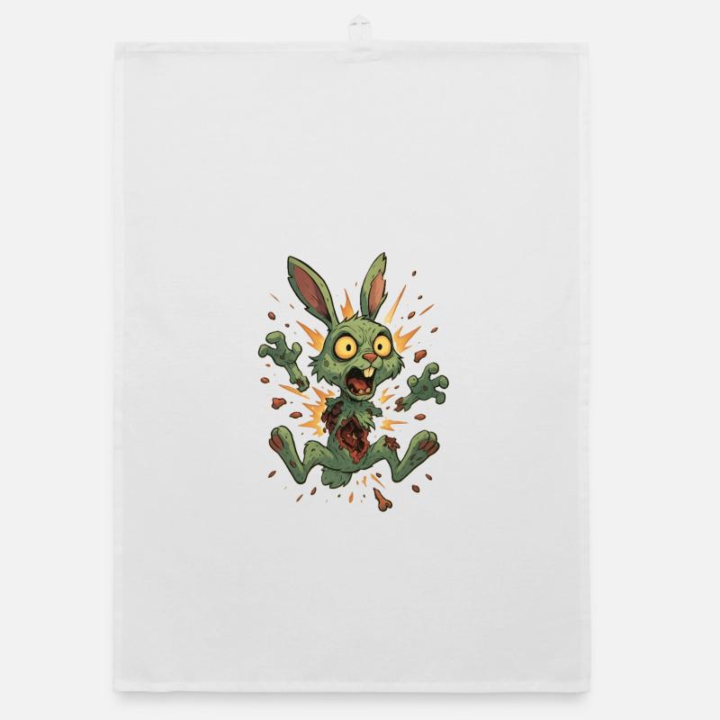Cartoon Explosive Zombie Rabbit Organic dish towel