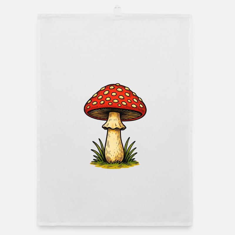 Champignon rouge rétro Torchon bio