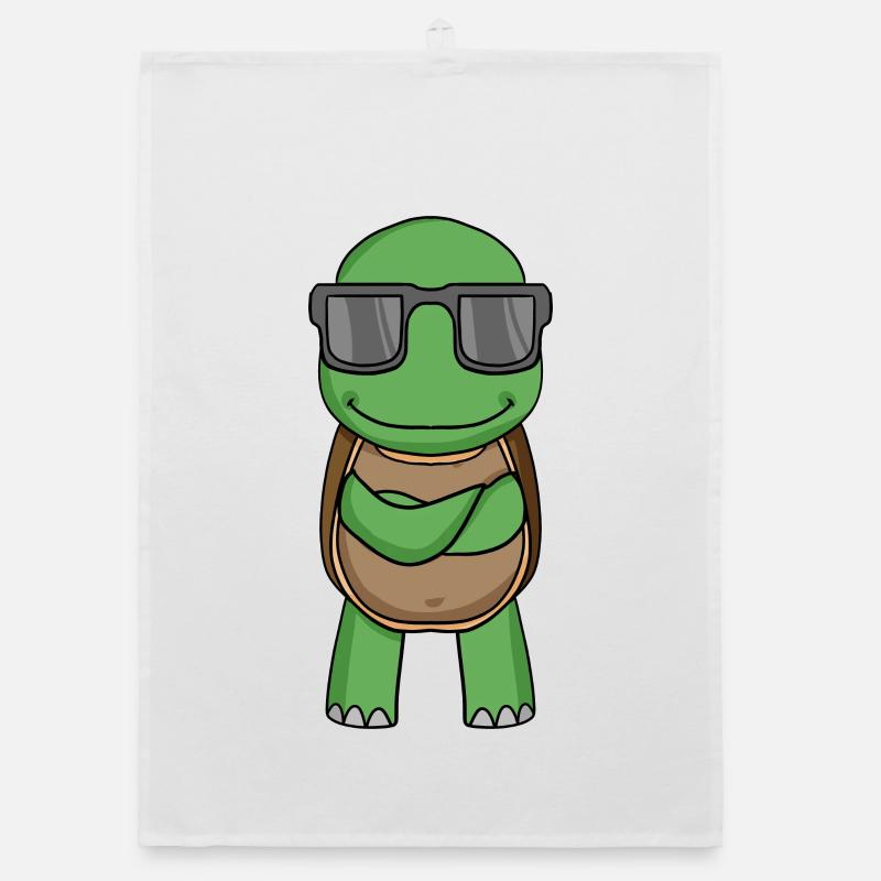 Turtle with sunglasses Organic dish towel